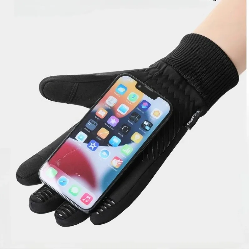 2025年 ブラック 冬用 暖かい サイクリンググローブ 男女兼用 アウトドア 防水 スポーツ ランニング バイク スキー タッチスクリーン対応 フリースグローブ