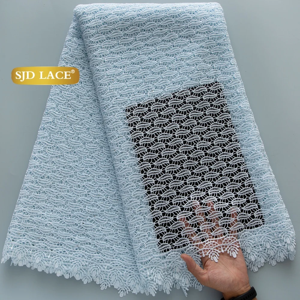 SJD LACE 5 Yards African Water Soluble Lace Fabric Nigerian Guipure Cord Lace Material For Wedding Party Dress DIY Garment 5015