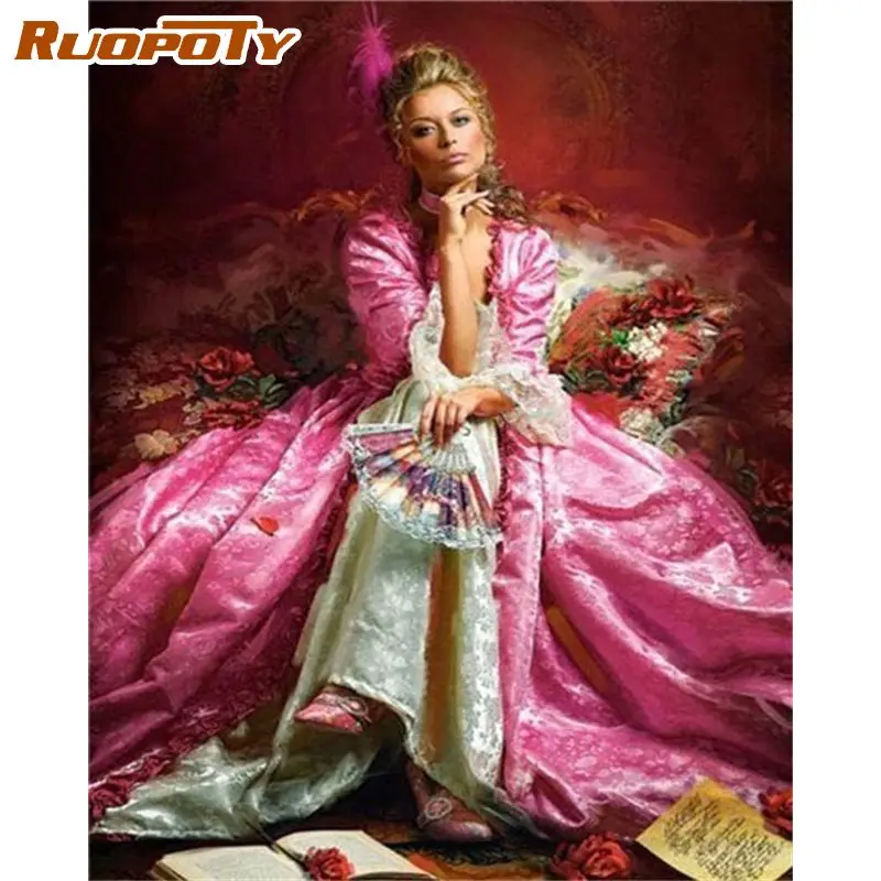 RUOPOTY Classic Painting By Numbers Diy Crafts Women Number Painting On Canvas Picture Drawing Home Decors Handmade Gift Figure