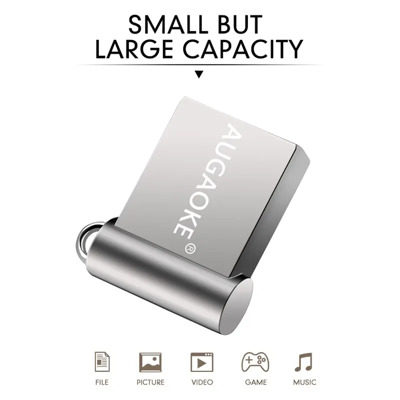 AUGAOKE-محرك قلم معدني ، عصا ذاكرة للكمبيوتر ، هاتف خلوي ، عصا USB ، عصا USB ، USB ، 32 جيجابايت ، 64 جيجابايت
