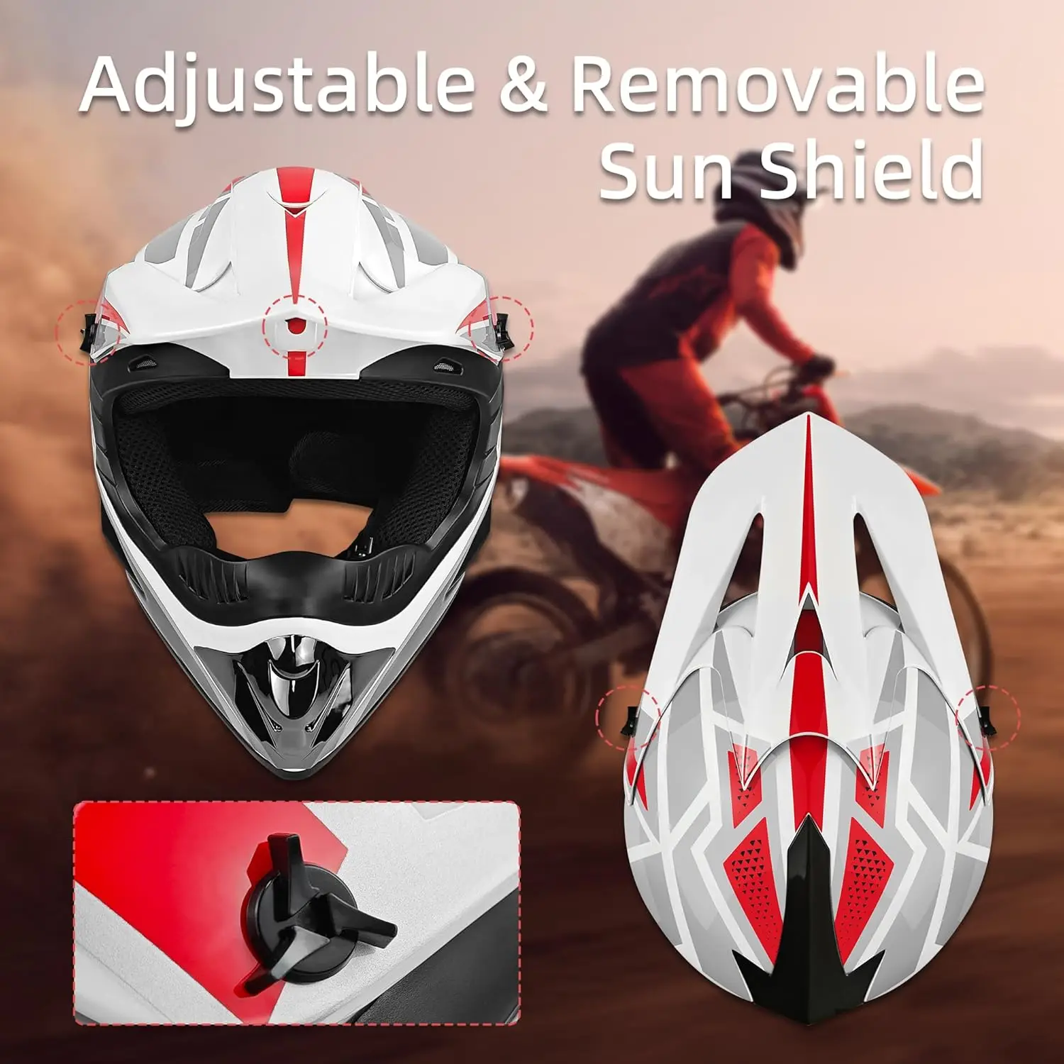 Youth Motocross Helmet Casco de Motocross, Full Face Motorcycle Dirt Bike Off-Road Mountain Bike, Adult Motorcycle Dirt Bike Hel