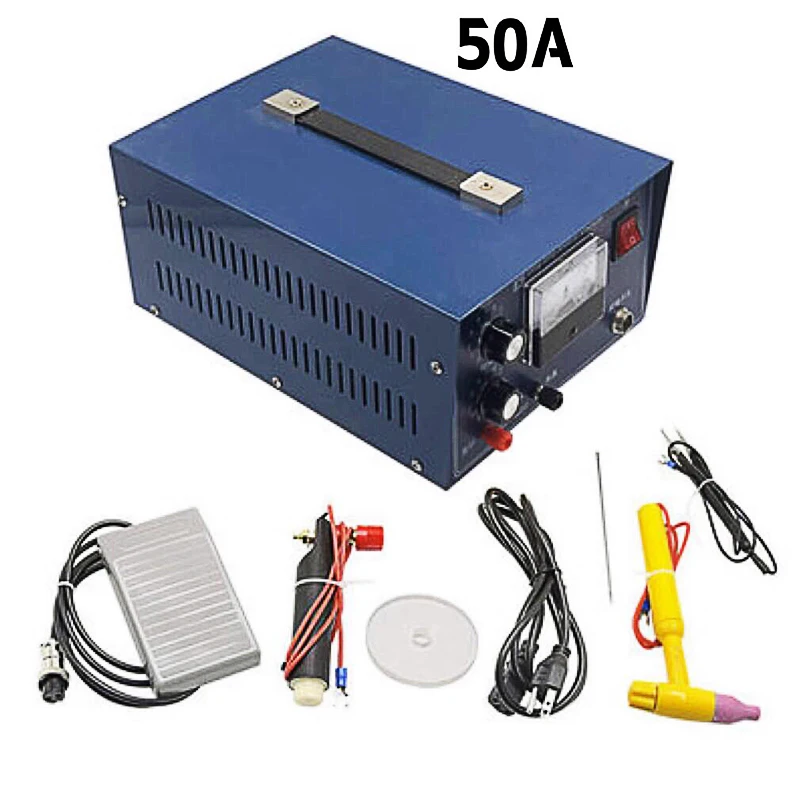 Jewelry Spot Welding Machine 30A 50A 80A 100A Pulse Sparkle Spot Welder Portablewith Foot Pedal for Jewelry Gold Silver Platinum