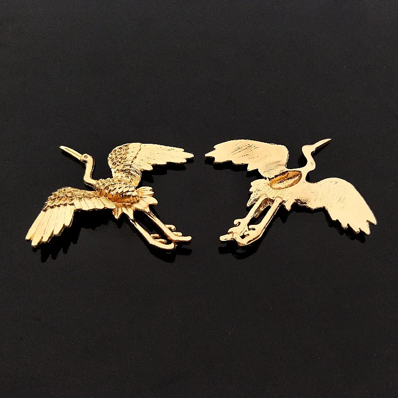 Ancient Wedding Jewelry Accessory Auspicious Crane 10pcs Wholesale Gold Silver Plated Metal Ornaments for Decor Accessories