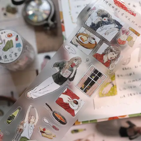 YiEr Studio Vintage Daily Slow Life Girl Washi Paper Tape Planner DIY Card Making Scrapbooking Plan Decorative Sticker