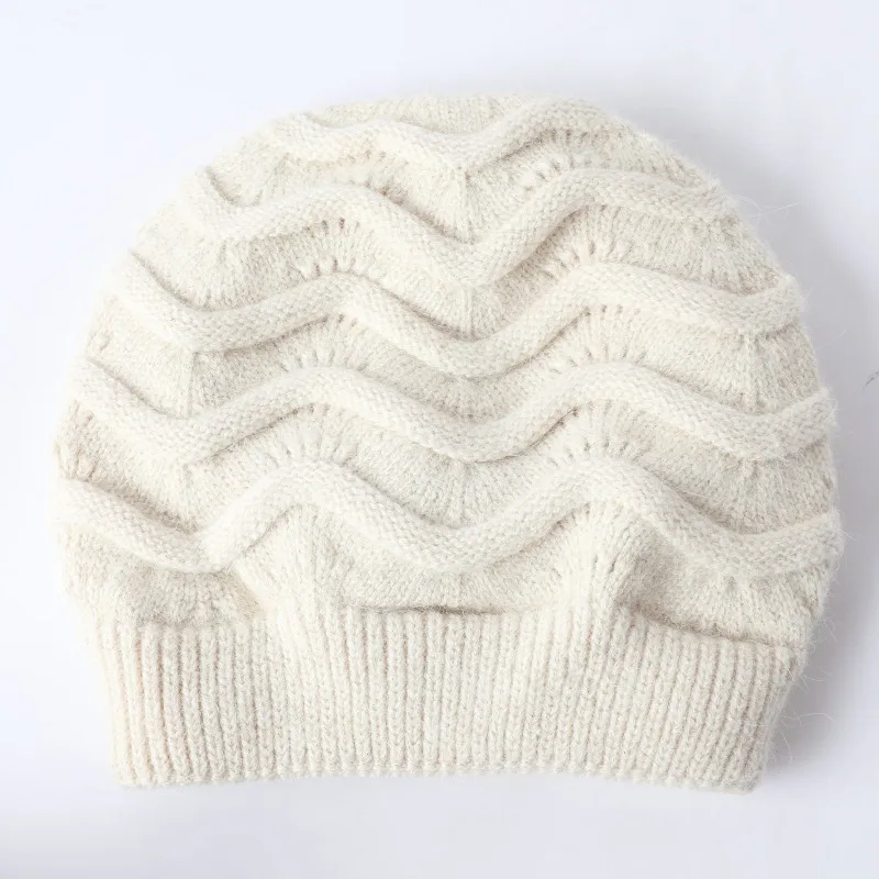 Middle-aged and Elderly Hat for Lady, Mother's Autumn and Winter Thick and Lady Grandma Knitted Wool Hat Warm Hat