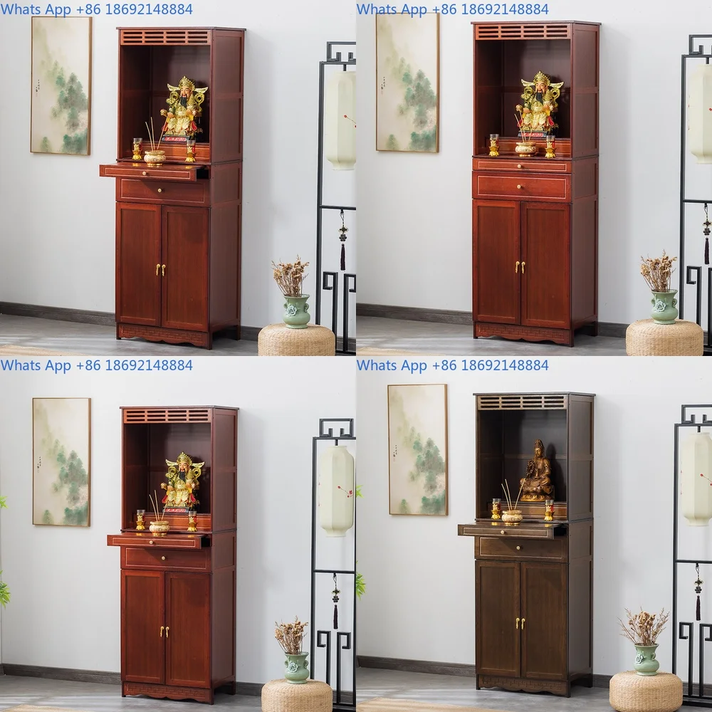 

Home Altar Cabinet for Deity Worship with Incense Table and Storage for God of Wealth and Guanyin