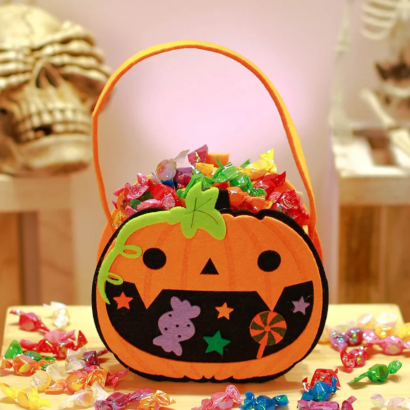 Bat Pumpkin Bag Halloween Candy Gift Storage Supplies Trick or Treat Props for Kids Halloween Party Handheld Nonwoven Candy Bag