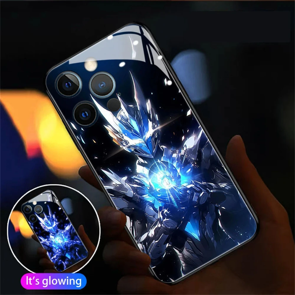 

Frozen War Armor LED Light Glow Luminous Tempered Glass Phone Case For XiaoMi 13 12 11 Pro Ultra RedMi K60 K50 Poco F3 F4 F5