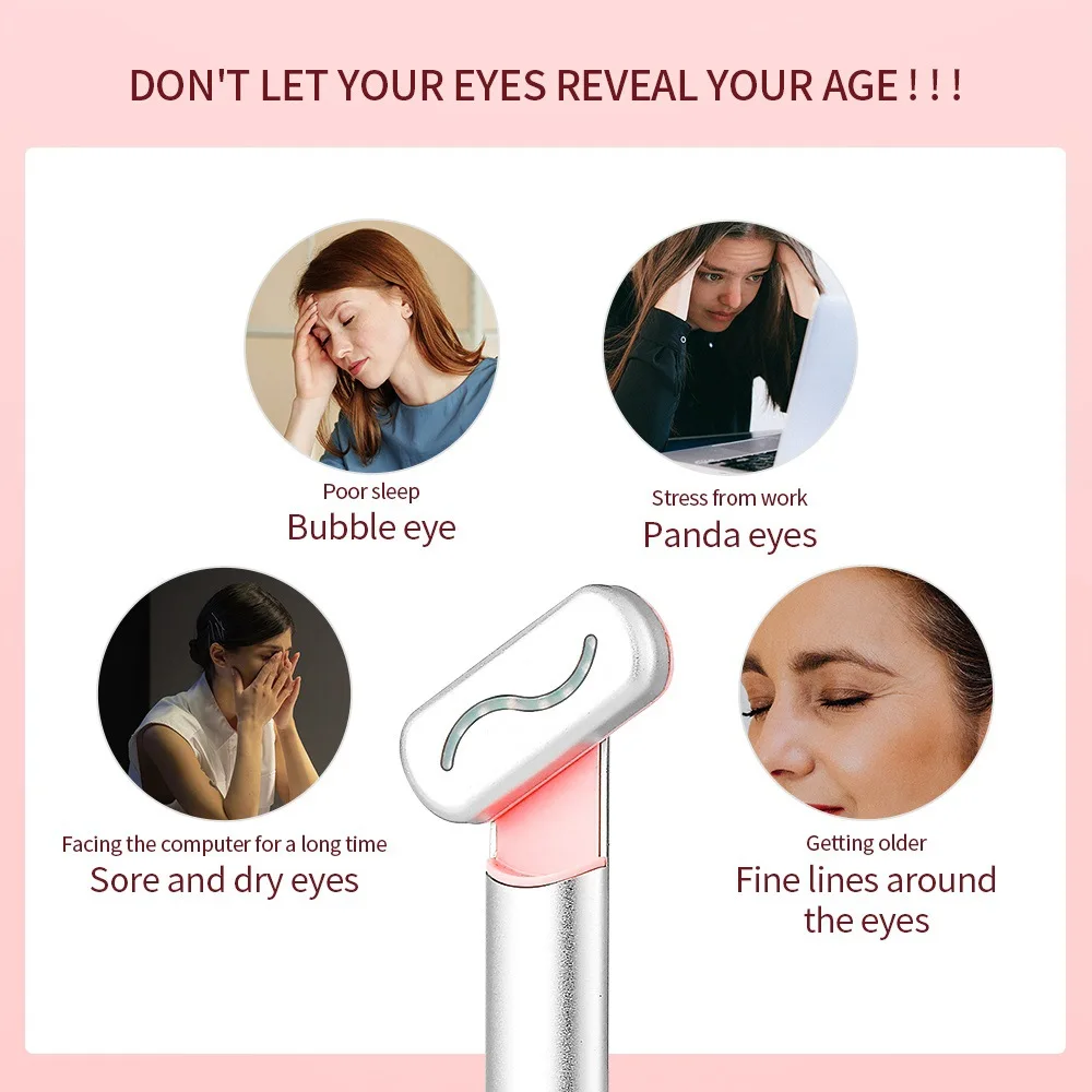 Portable Eye Beauty Massager EMS Heat Therapy Nine Color Rotatable Tightening Skin Reduce Eye Tired Face Neck Massage Device