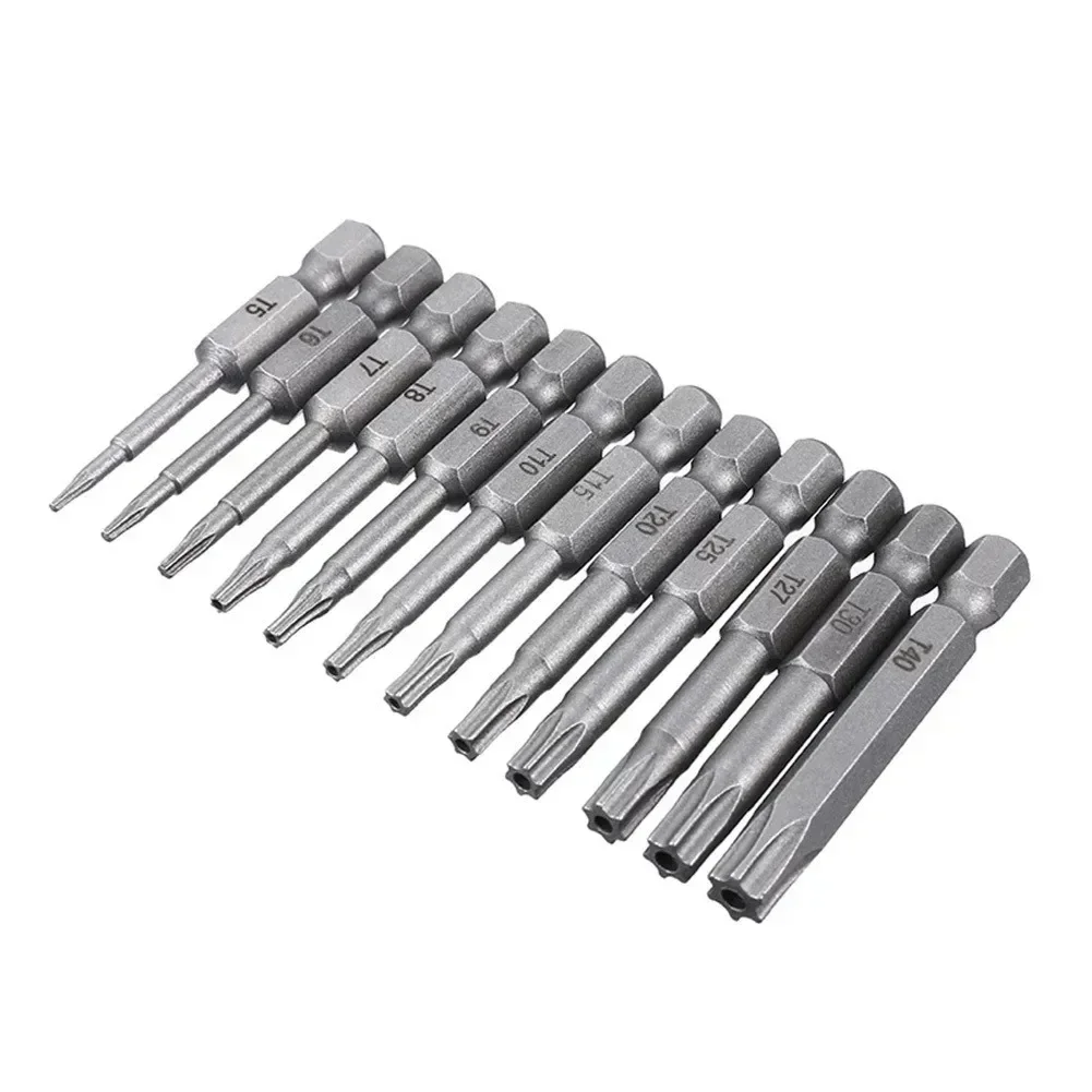 1pc 50mm Torx Screwdriver Bits With HoleT5 T7 T8 T9 T15 T20 T25 T27 T30 T40 1/4Inch Hex Shank Electric Screw Driver Bits