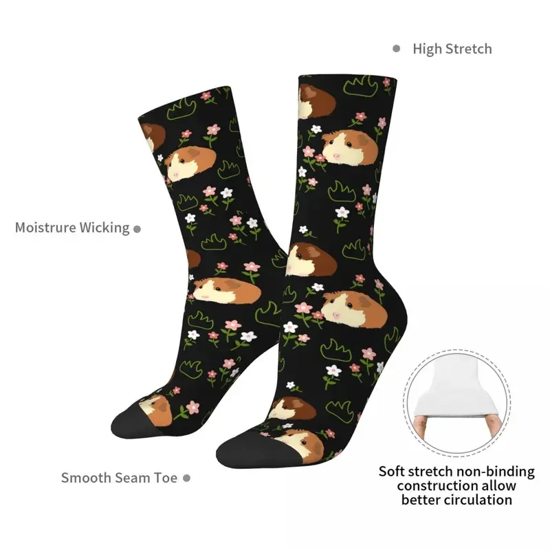 Y2K Guinea Pig And Flowers - Black Harajuku Super Soft Stockings All Season Long Socks For Man'S Woman'S Birthday Present