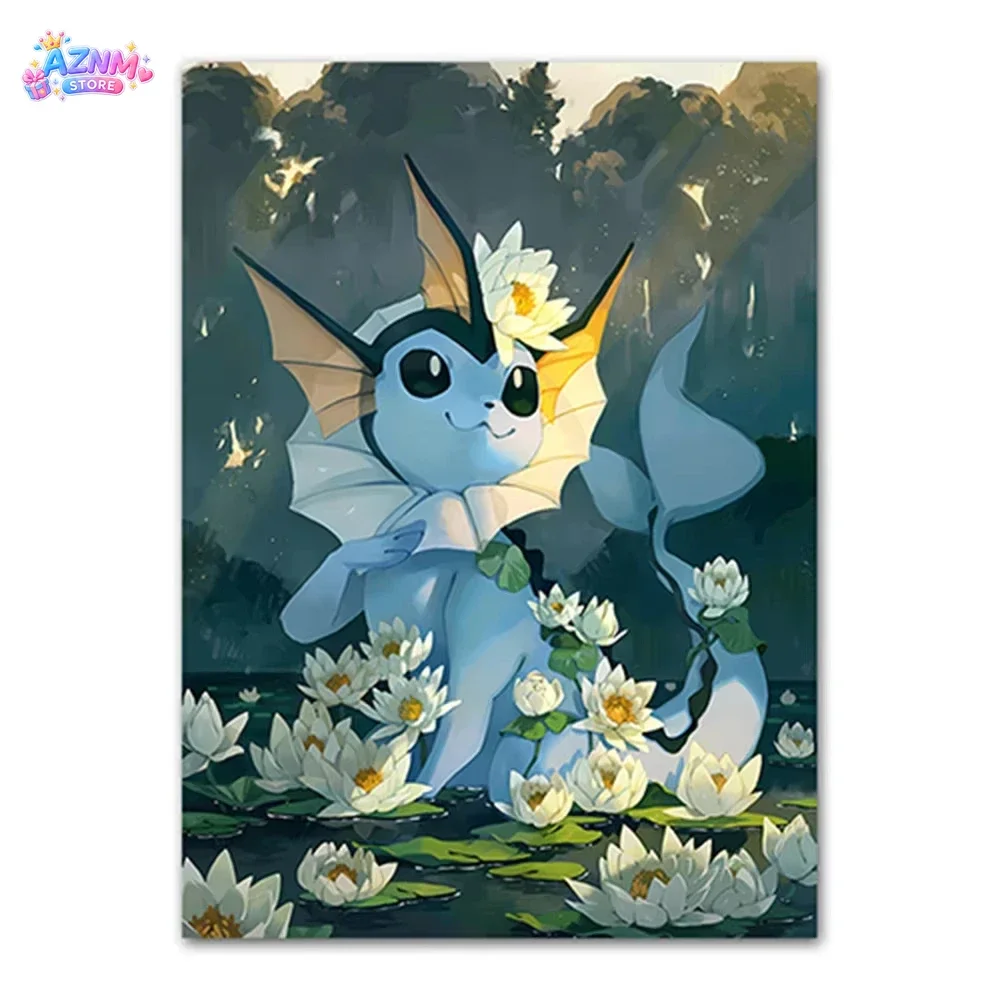 2026 Pokémon Pikachu Anime,Canvas Painting Retro Illustration Style Eevee Evolution Series Canvas Poster Rich Layered