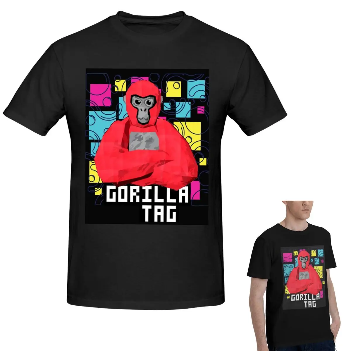 

100% Cotton Gorilla Tag Cools Red T-Shirt Men's Classic Oversized T Shirt Men Crew Neck Summer Shirts Tops S-6XL