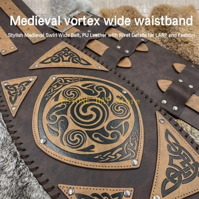 49MF القرون الوسطى حزام عريض للحفلات التنكرية زي حزام تنقش مشد حزام عروض المسرح مشد حزام دور اللعب حزام الخصر #4
