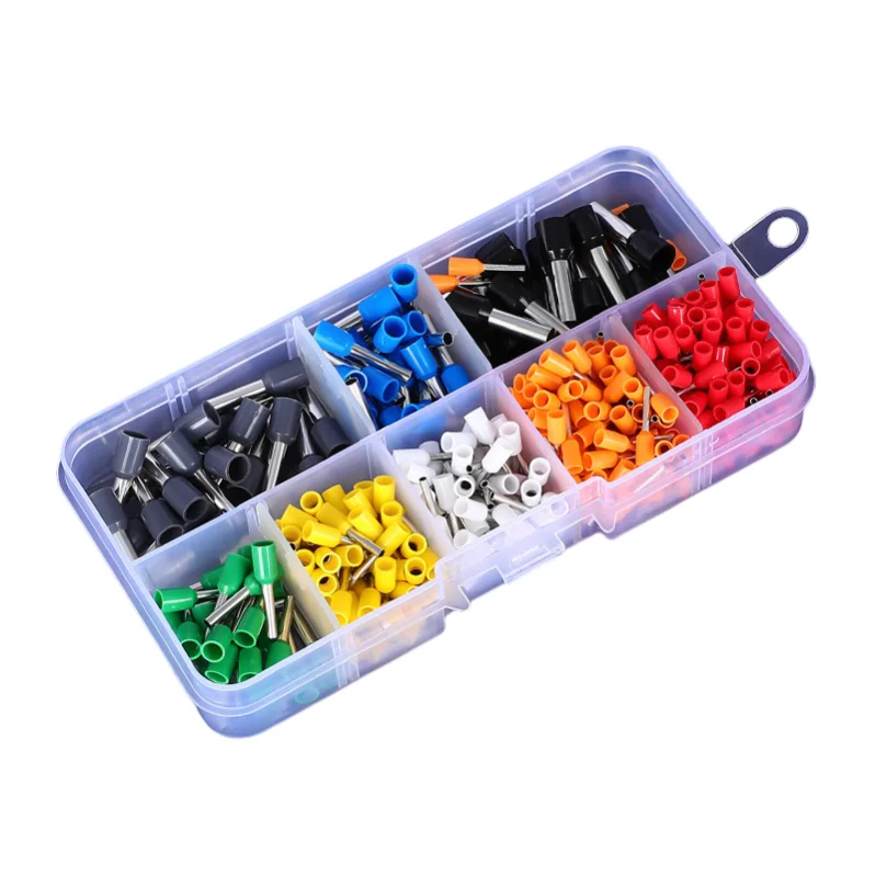 Isolados Latão Cobre Crimp Fio Terminais Kit com Caixa, Cabo Pin Termina, Conectores Terminal, Feito, 400Pcs
