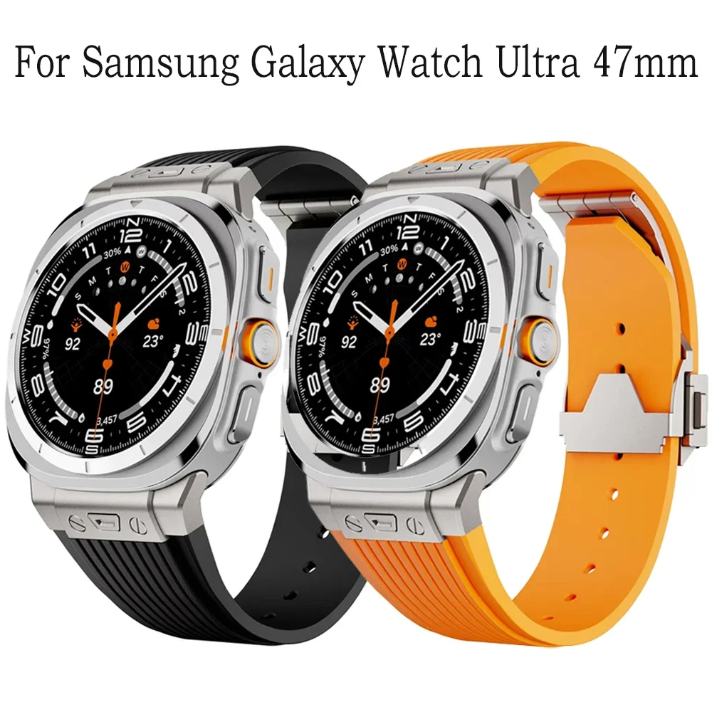 

Спортивный силиконовый ремешок для Samsung Galaxy Watch Ultra 2025, ремешок 47 мм, аксессуары, металлический браслет Correa Galaxy Watch Ultra 47 мм