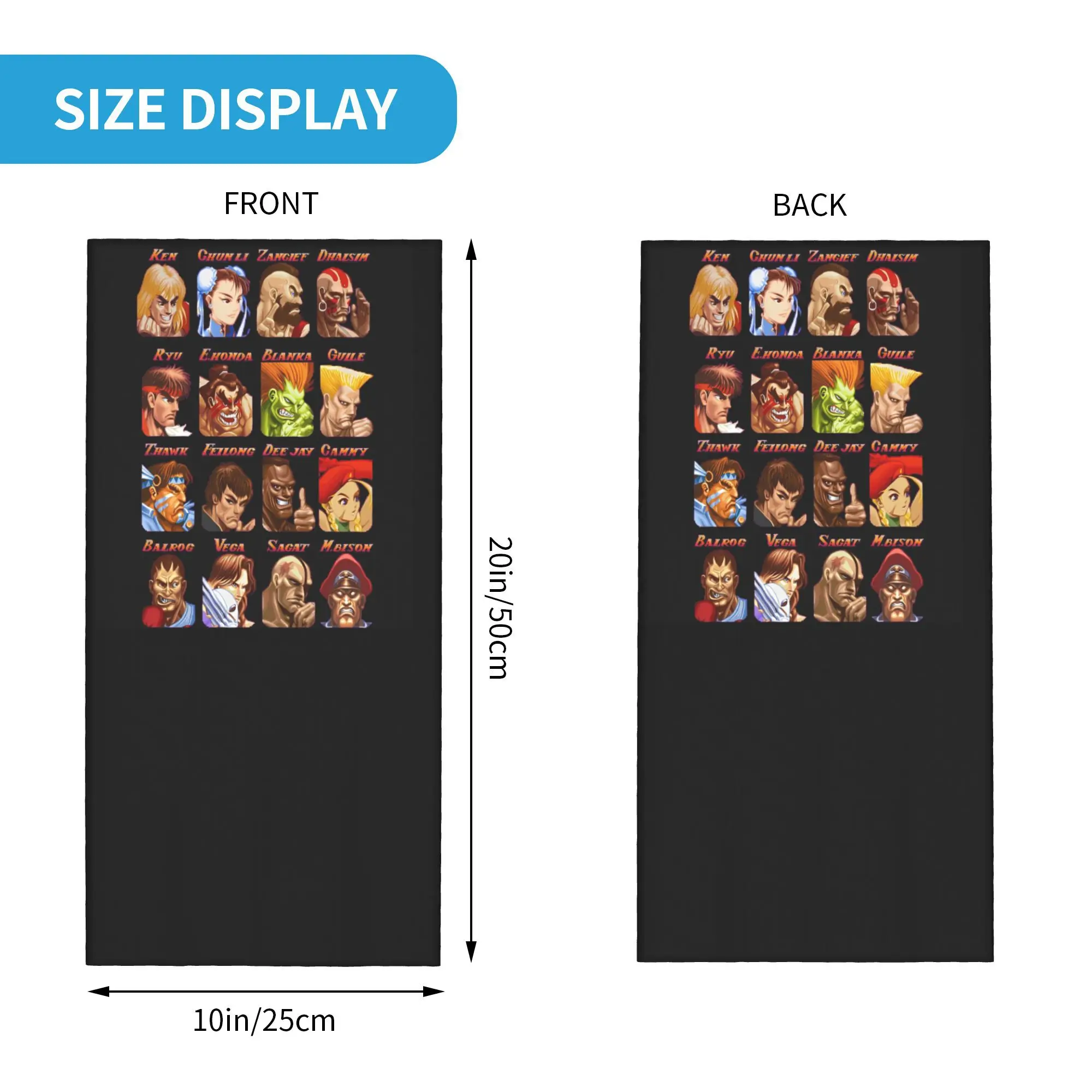 Retratos desordenados super street lutador bandana pescoço capa impressa lenço mágico multi-uso headwear esportes ao ar livre para homens