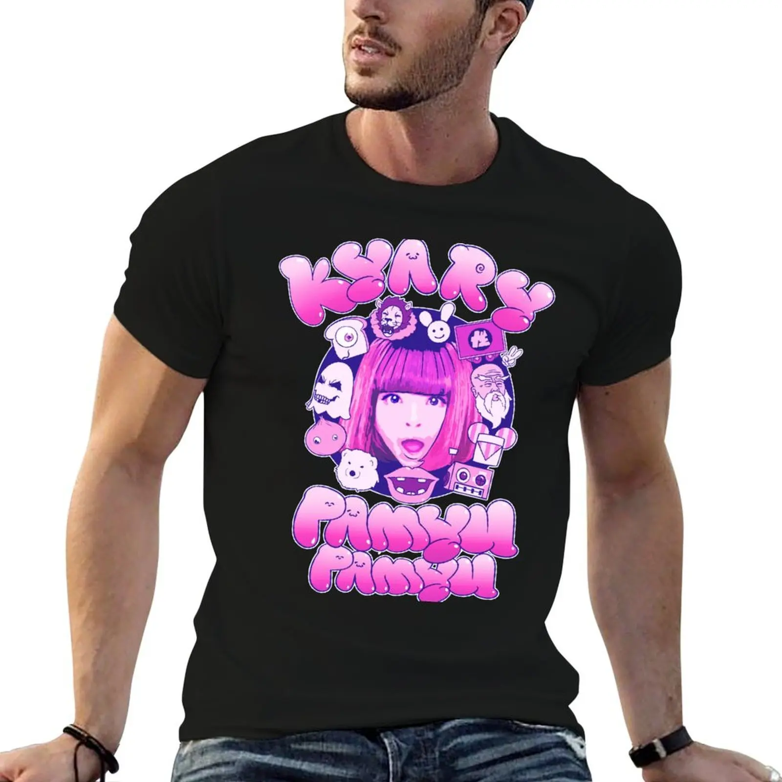 

package plain casual cotton for man shirt Kyary black Pamyu T-Shirt man Pamyu t t-shirt