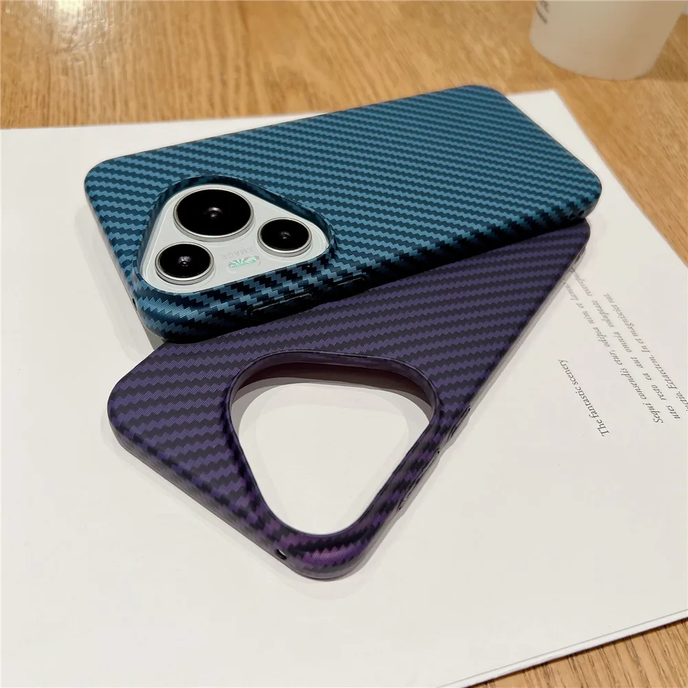 Cover posteriore rigida per PC con motivo sottile in fibra di carbonio per Huawei Pura 70 Ultra Pro Plus Pura70 Pro + custodie per telefoni antiurto Coque Fundas