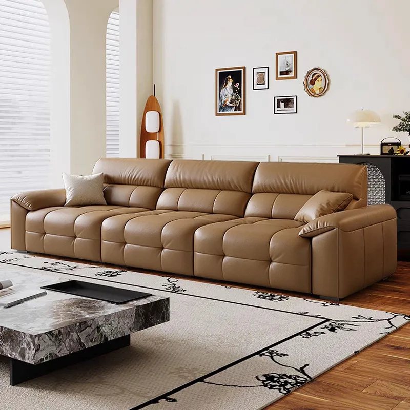 Minimalist elephant ear electric sofa bed antique leather sofa retractable