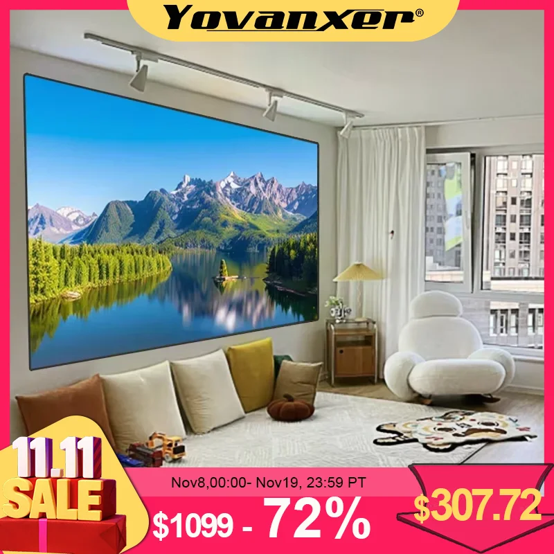 

2025 New PET Star Projection Screen ALR 72-150 Inch Anti-light Fixed Frame Screens Best for Normal Throw Projector Home Theater