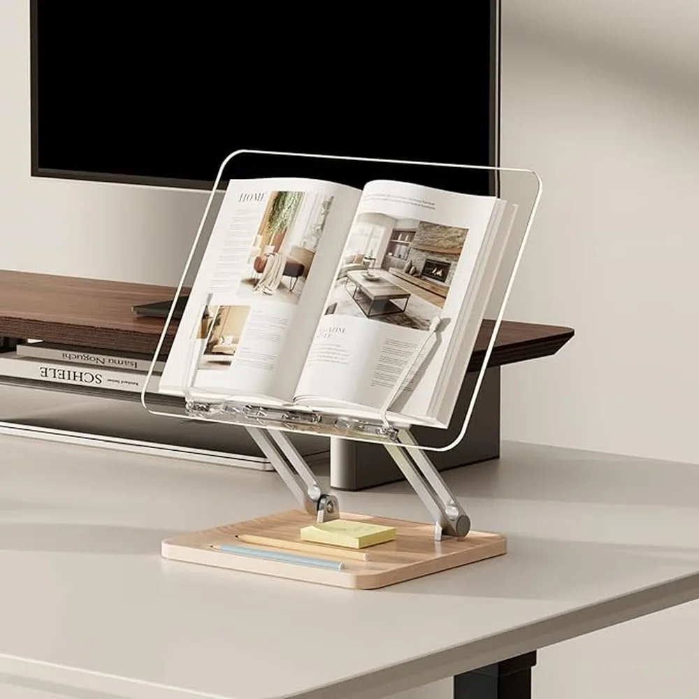 Desk Reading Stand Acrylic Book Stand Adjustable Book Holder Multi Purpose Adjustable Reading Angle