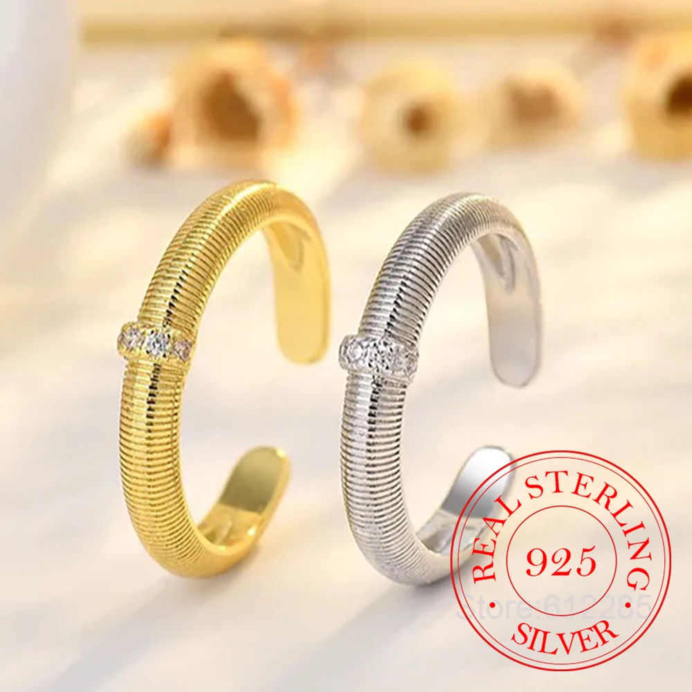 

925 Sterling Silver Geometric Vintage Crystal Finger Rings For Woman Men Wedding Engagement Party Gift Charm Jewelry