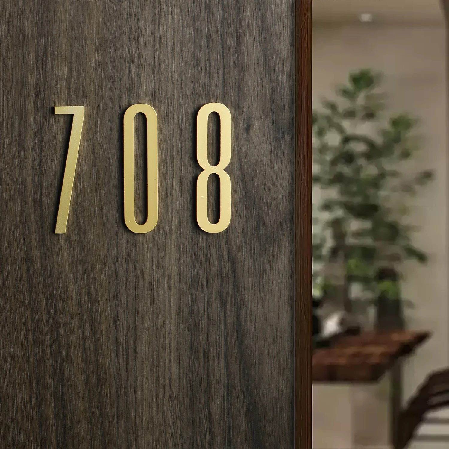 Goldene Türnummer mit selbstklebender Rückseite, 7 cm, Hausnummer aus Metall, Wohnungstürnummer für Outdoor, Hotel, Zuhause, Briefkastenetikett – Detail 6