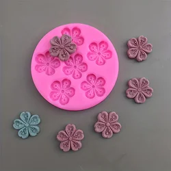 1 piece, sugar flipping silicone six link peach blossom shaped baked edge handmade decorative silicone mold