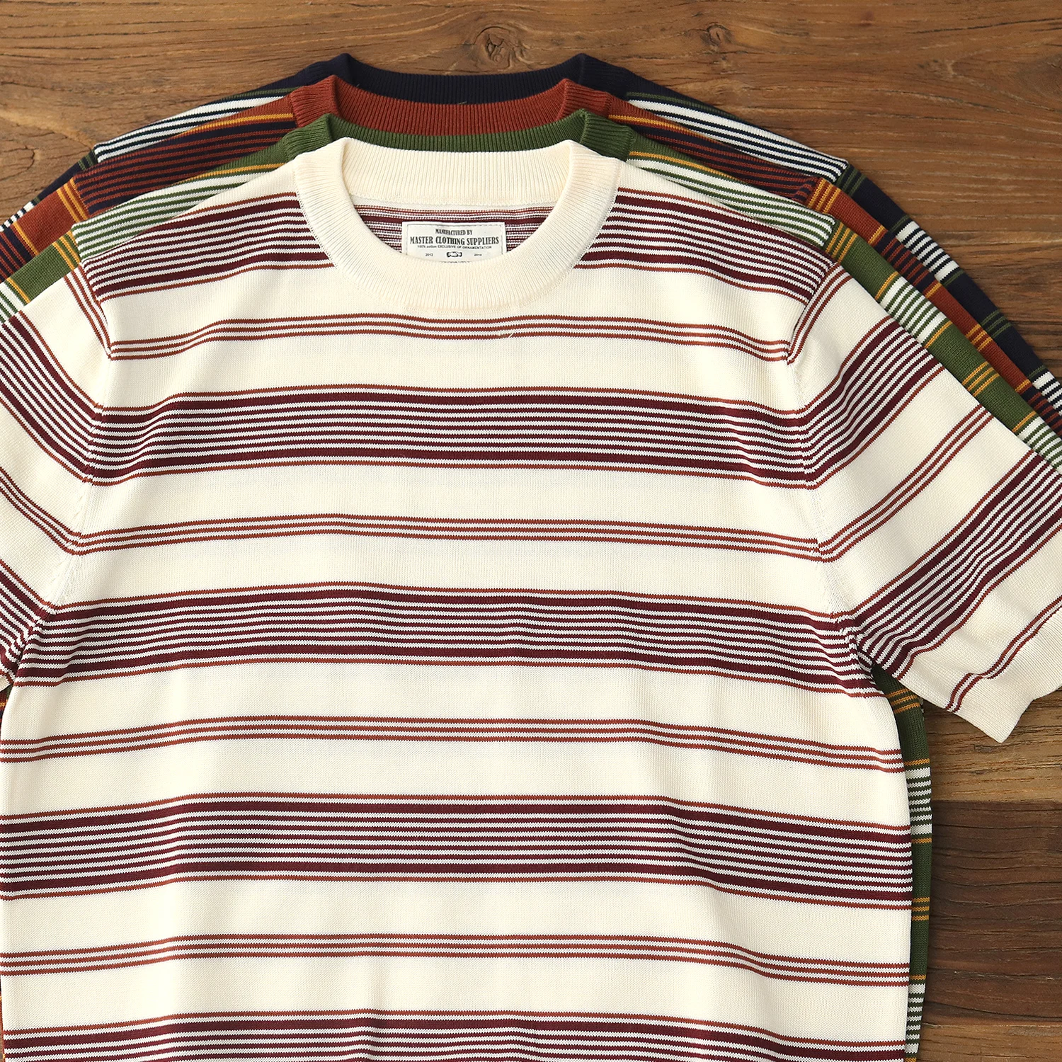 Summer New American Vintage Crew-neck breathable Striped Short-sleeved T-shirt Fashion Trend Lyocell Tencel Sweater Casual Tops