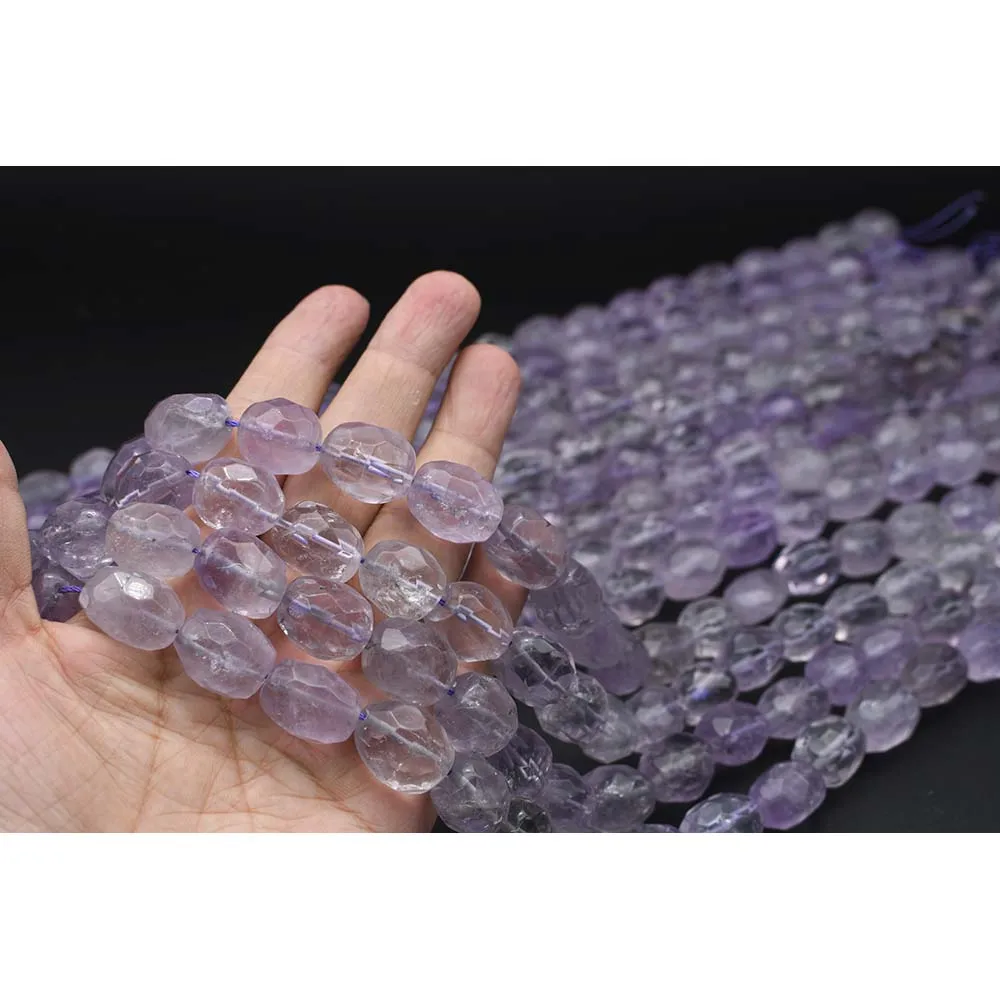 

13x16mm Natural Faceted Amethyst irregular Oval Stone Beads For DIY necklace bracelet jewelry make 15 "free delivery