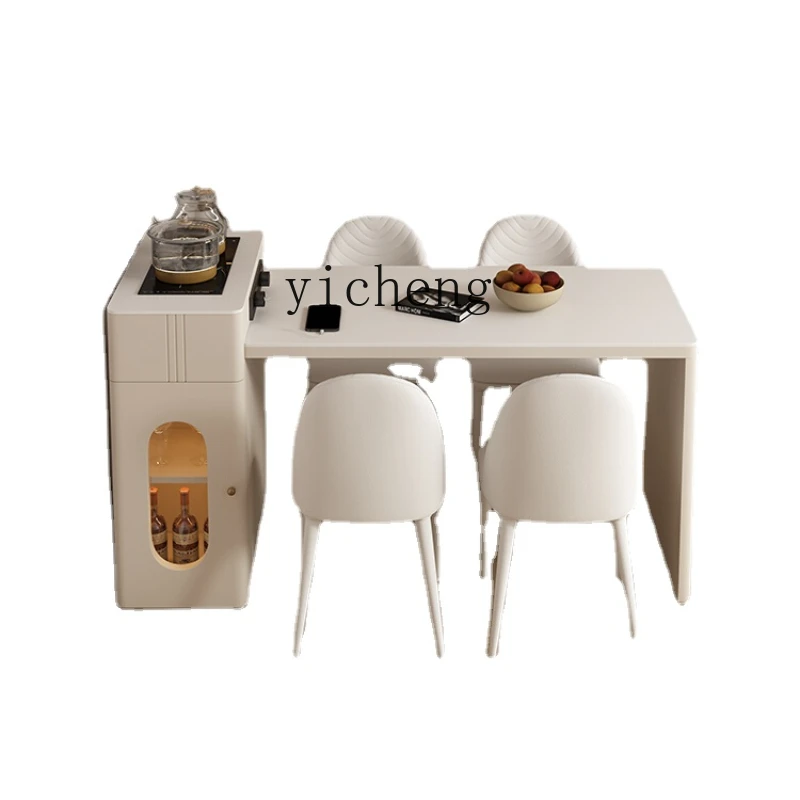 Zk Cream Style Kitchen Island Dining Table Tea Table Integrated Small Apartment Retractable Household Economical