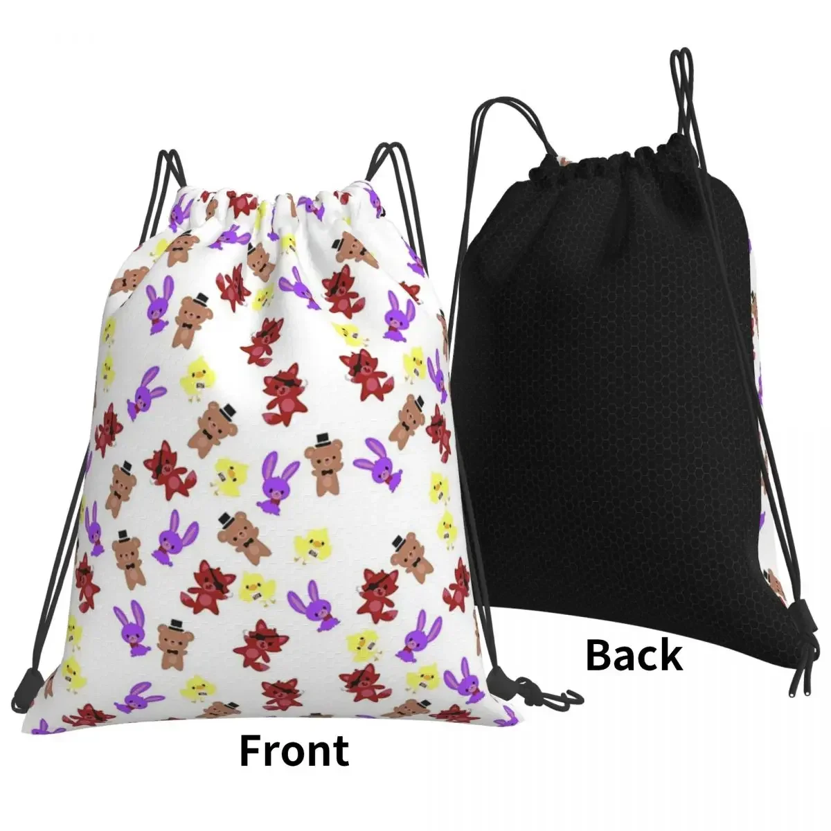 Cute Fnaf Pattern Backpacks Casual Portable Drawstring Bags Drawstring Bundle Pocket Sundries Bag Book Bags For Man Woman School