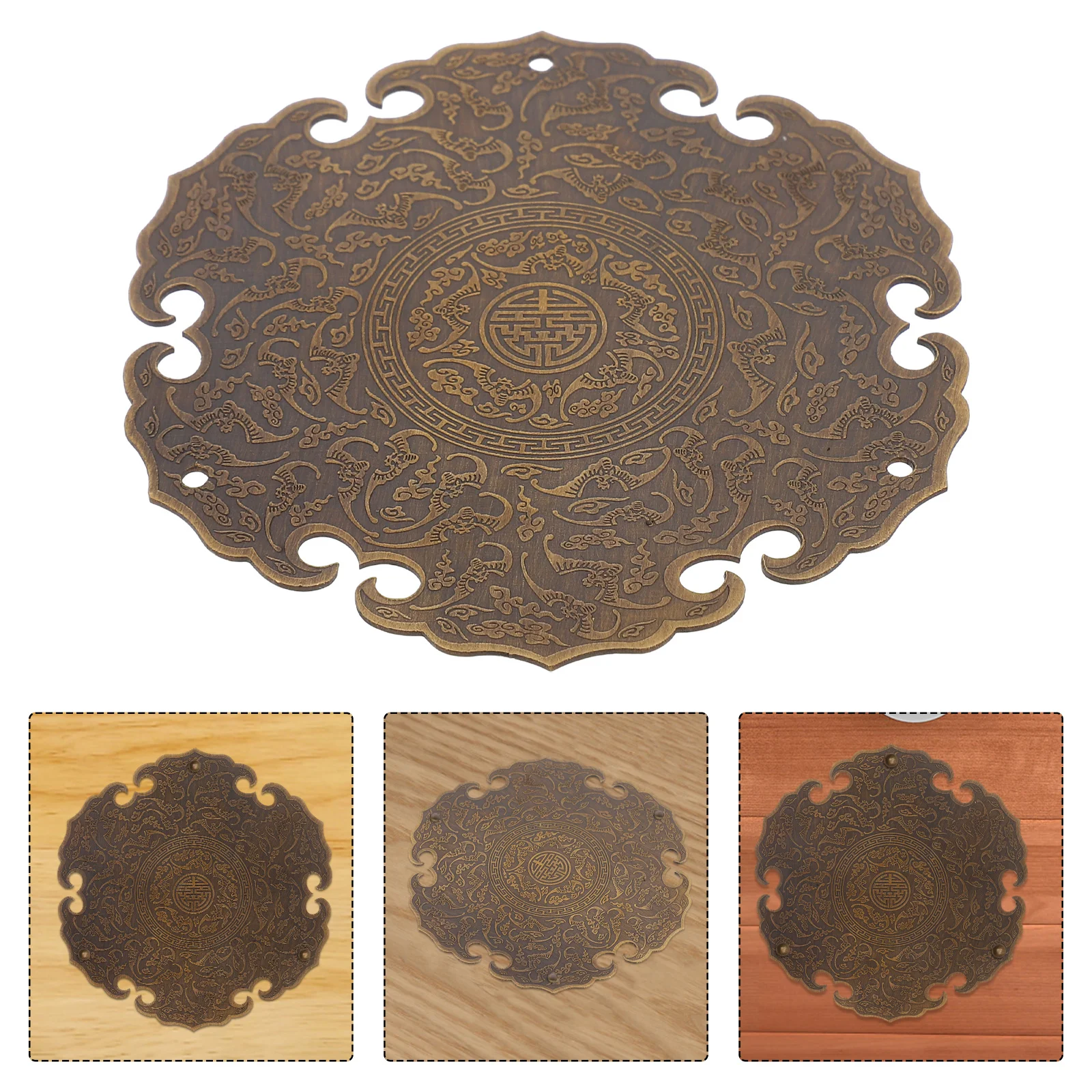 

Copper Wooden Box Patch Applique Onlays Metal Ornament for Bed Decorative Doors Vintage Cabinet DIY Style Retro