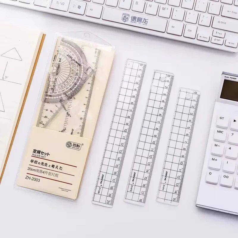 1Pcs Transparent Simple Style Plastic Ruler Grid Ruler Student Office Learn Stationery Drawing School Supplies