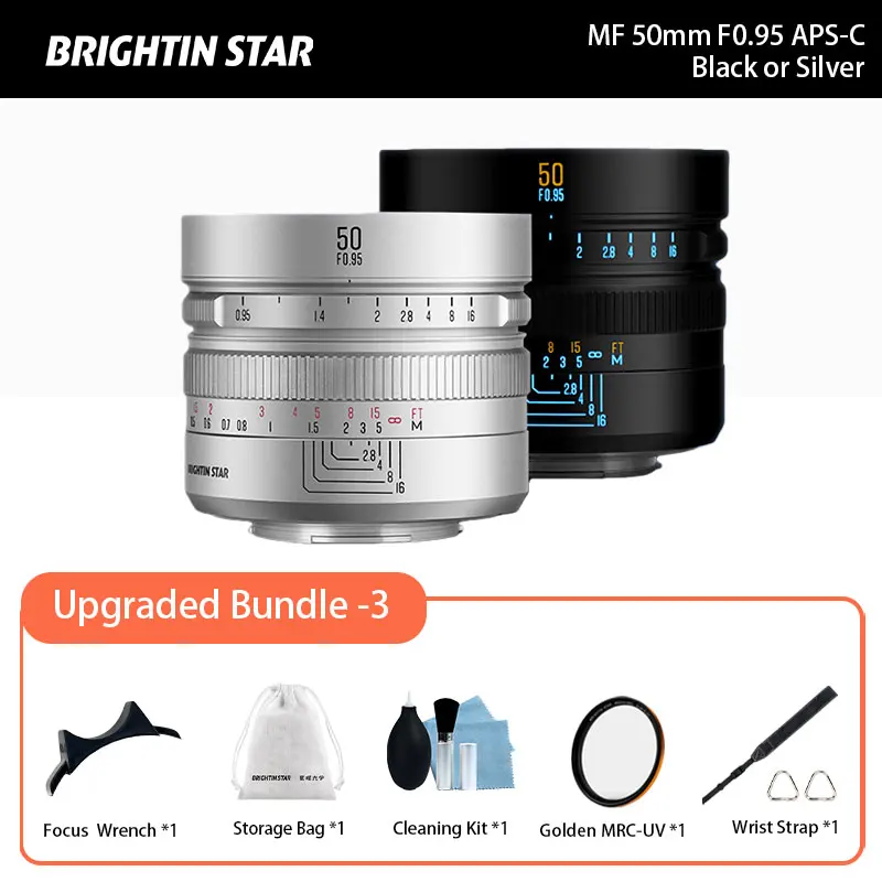 Brightin Star 50mm F0.95 APS-C spiegelloze cameralens portret voor Sony E ZVE10 Fujifilm XF Canon EOS M Nikon Z Canon RF-S M43