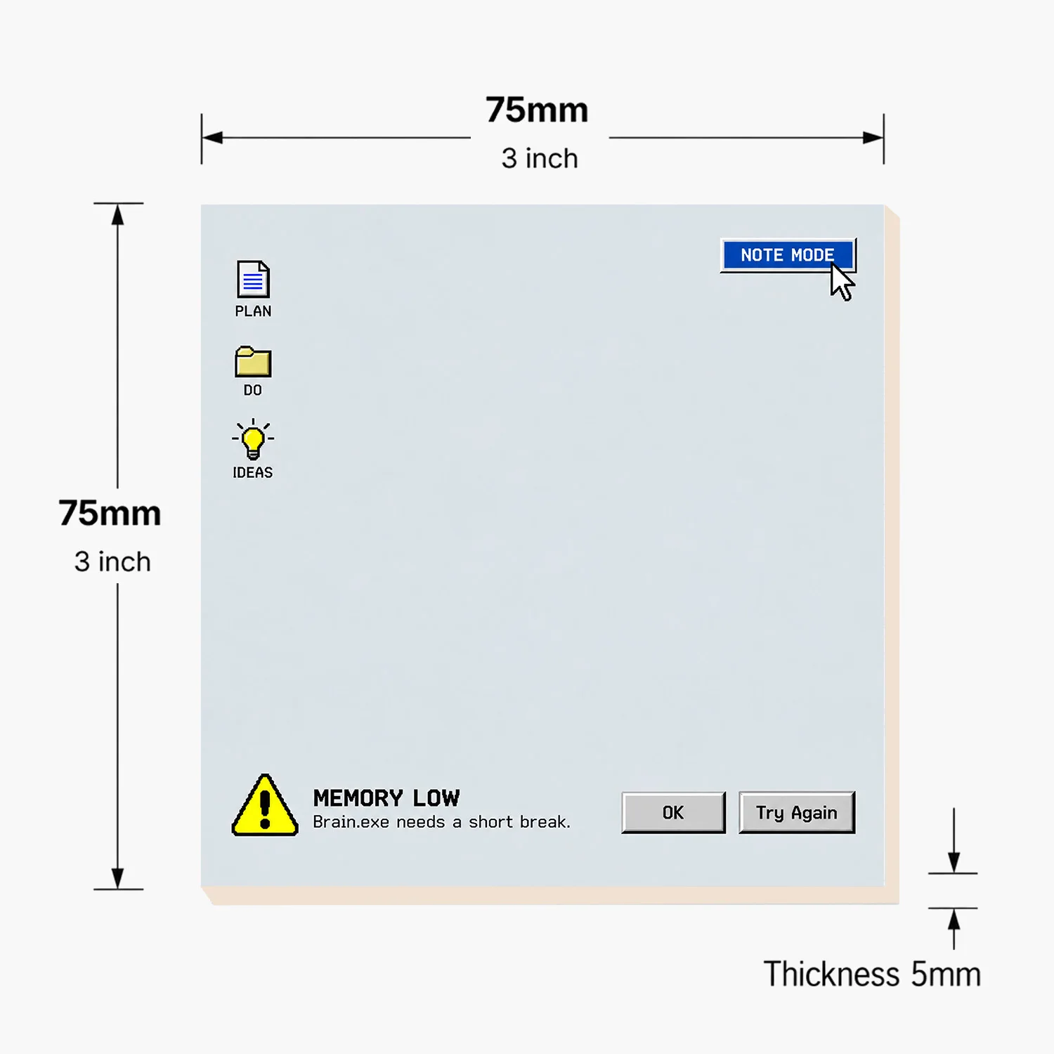 2PCS Funny Computer Sticky Notes 100 Sheets Memory Low Note Mode Memo Pads Writing Reminder Office School Stationery