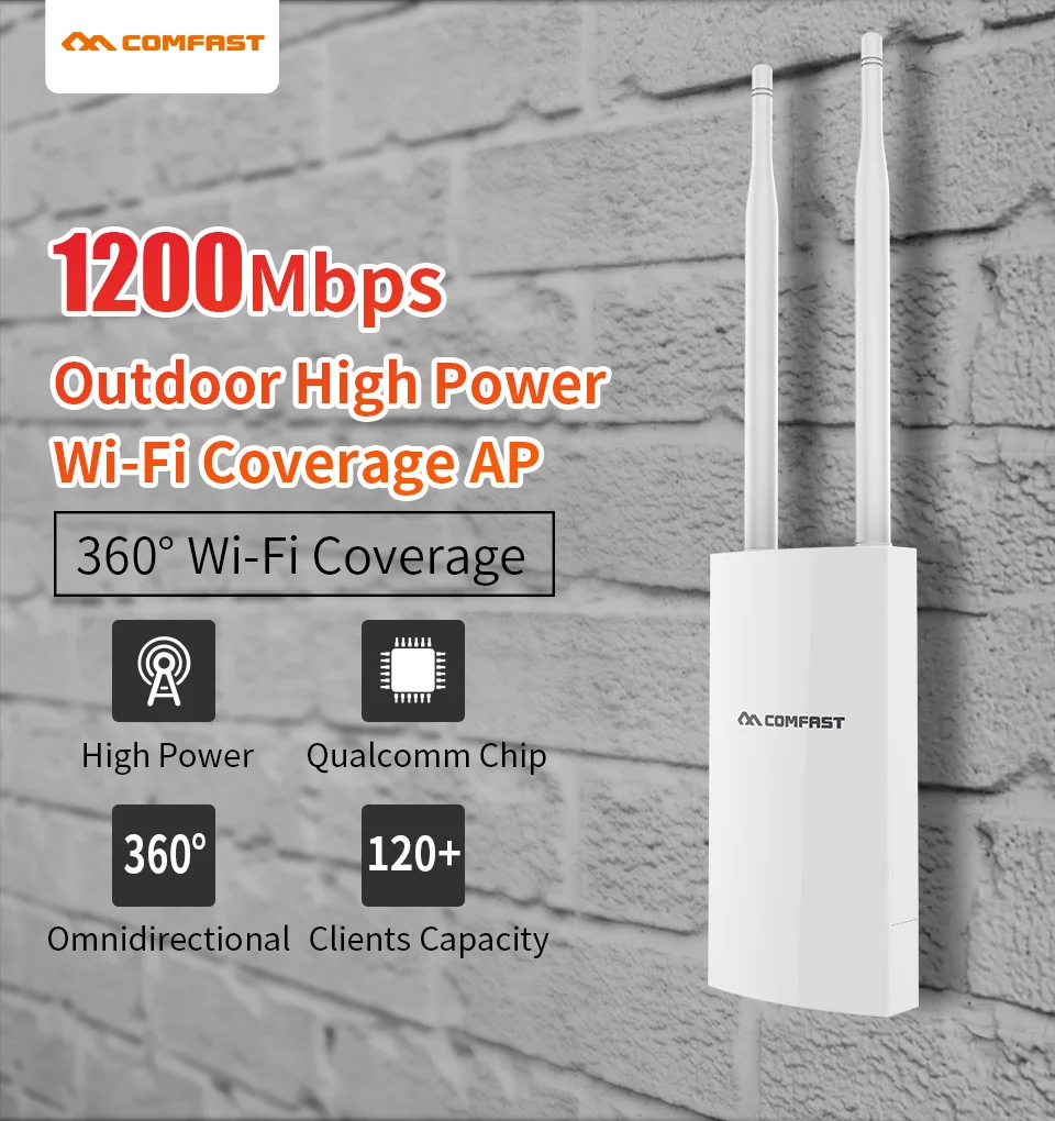 COMFAST Outdoor AP Gigabit-poort EW72V2 High Power 1200 Mbps Dual Band 2,4 ghz / 5 Ghz Routerantenne Wi-Fi Access Point Basisstation