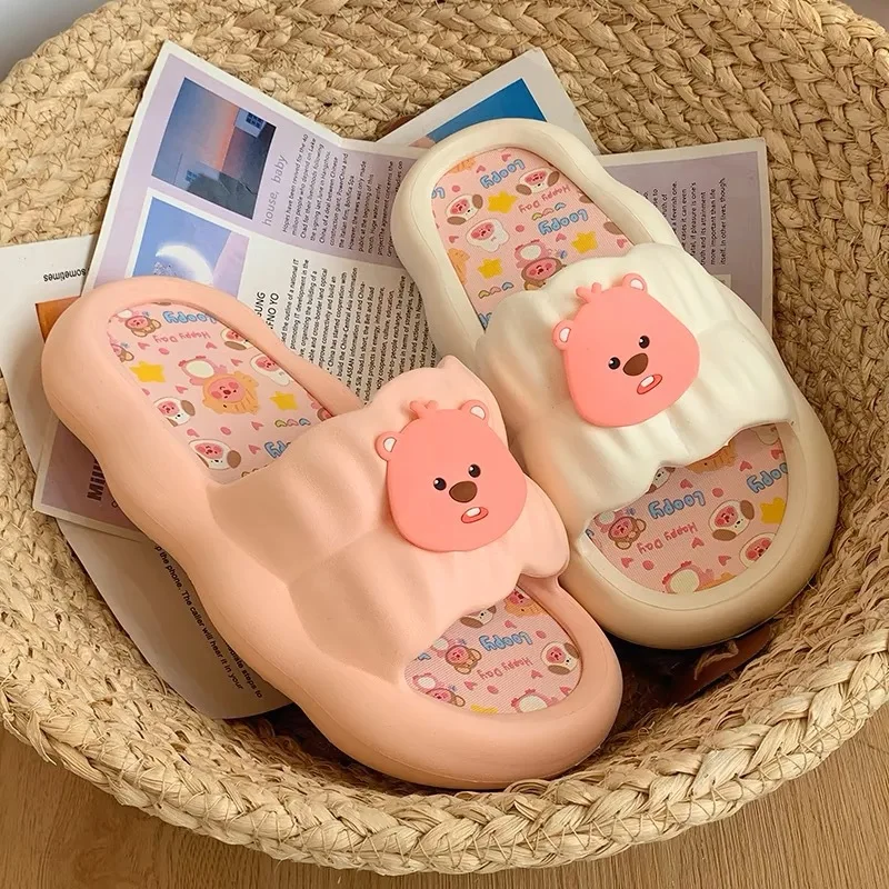 Cute beaver slippers female summer wear Internet celebrity soft bottom home non-slip deodorant indoor word cool slippers