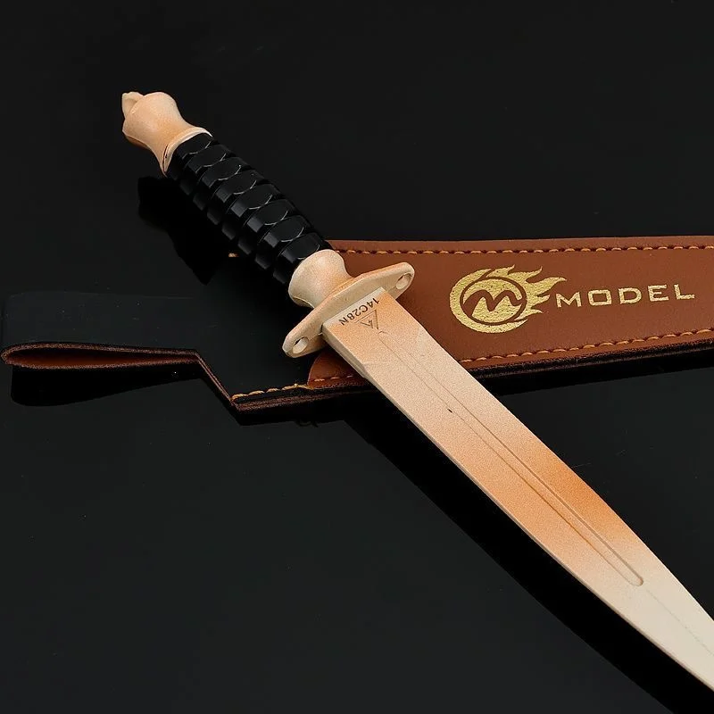 New Delta Operations Game Merchandise Black Hawk Knife Model Metal Knife With Leather Cover 21cm Alloy Safe Role Playing Prop