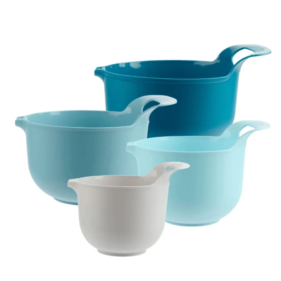 

Mainstays 4 Piece Nesting Plastic Mixing Bowl Set with Pour Spouts and Handles Blue