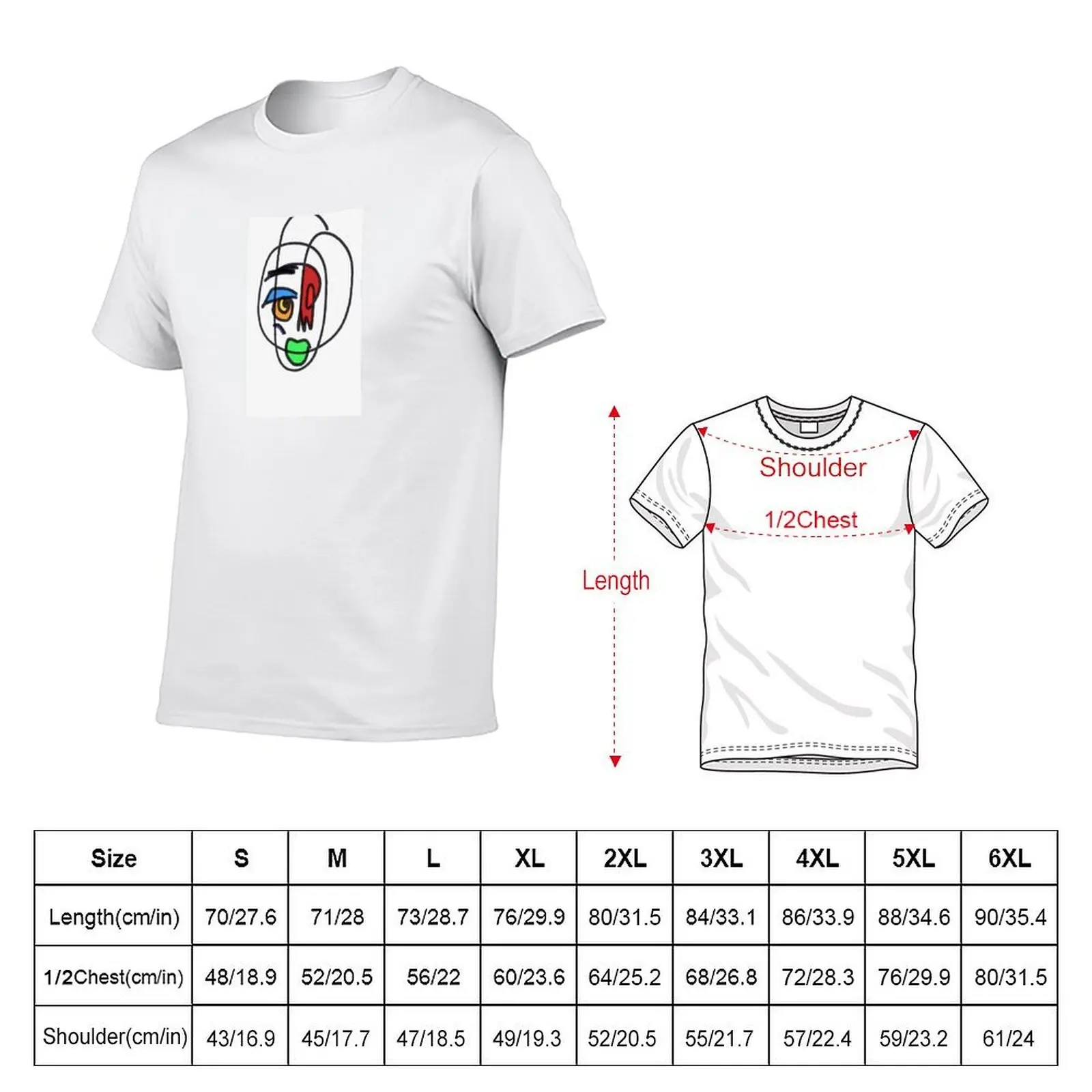 Chromatic One Line Abstract Portrait T-Shirt fashion shirts valentines boutique clothes t shirts for men graphic