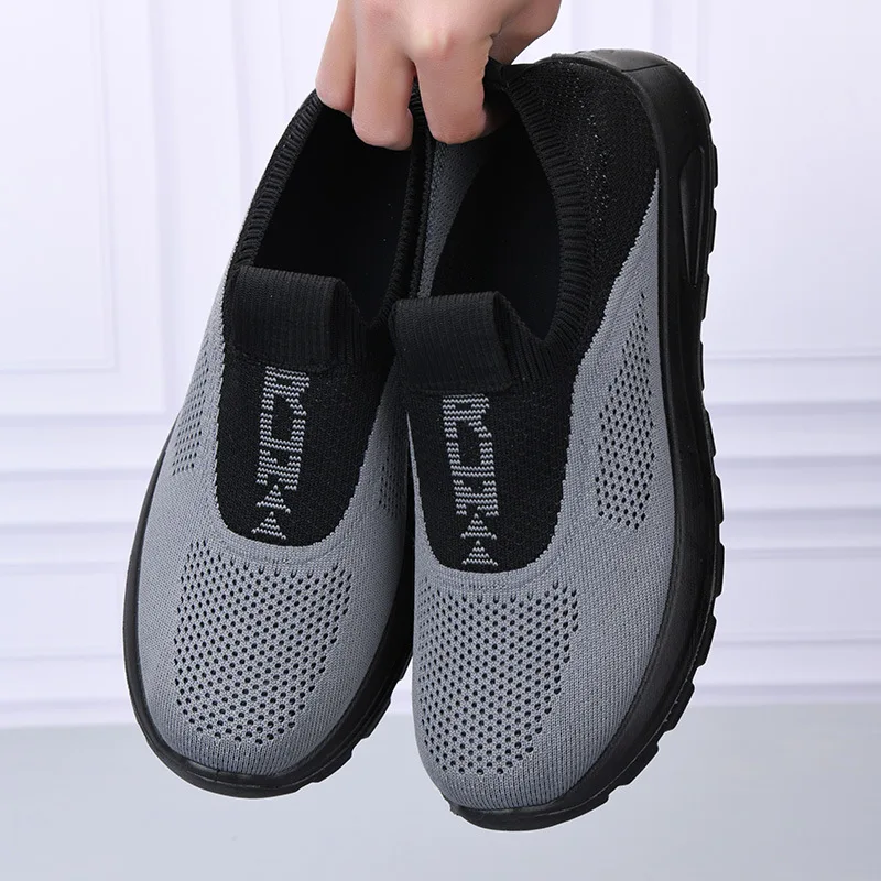 Herren Slip-On Sneaker aus gewebtem Material, atmungsaktives Mesh, rutschfest, leicht, für Outdoor-Aktivitäten und Freizeit, ideal zum Spazierengehen. – Detail 1