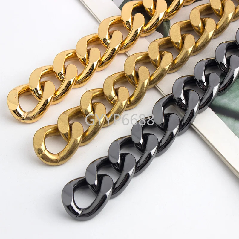 1-5 meters 6 mm thick 22 mm width Satin gold chain 6 colors K gold key chain accessories purse strap bag chain