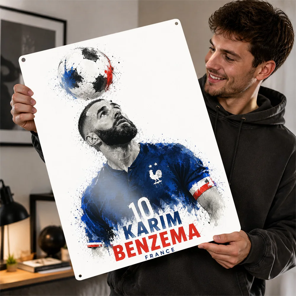 Karim Benzema Football Aluminum Poster Customized Metal Tin Sign Club Hero Design Wall Art Made For Dedicated Fans In Home Gym