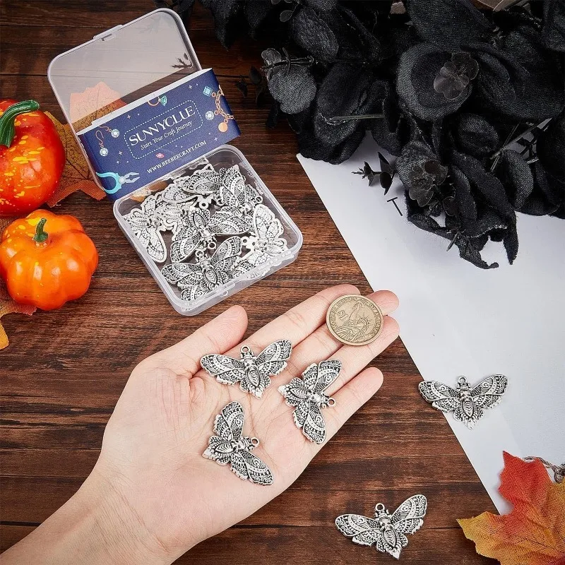 Moth Charms Bulk Goth Butterfly Charm Halloween Charms Bulk for Jewelry Making Charms - view 3