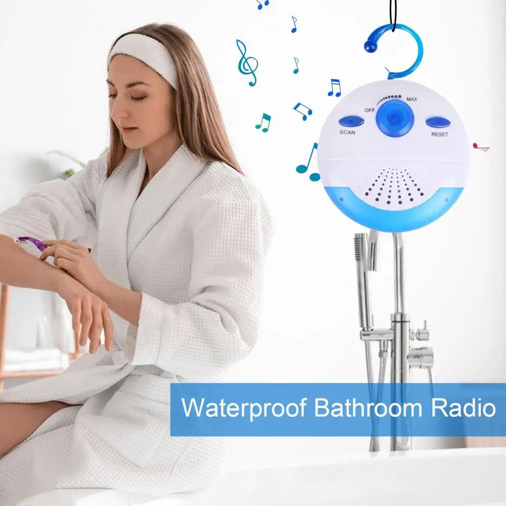 Portable Fm Radio Waterproof Fm Shower Radio with Built-in Speaker for Bathroom Outdoor Use Portable Mini Radio with for Home