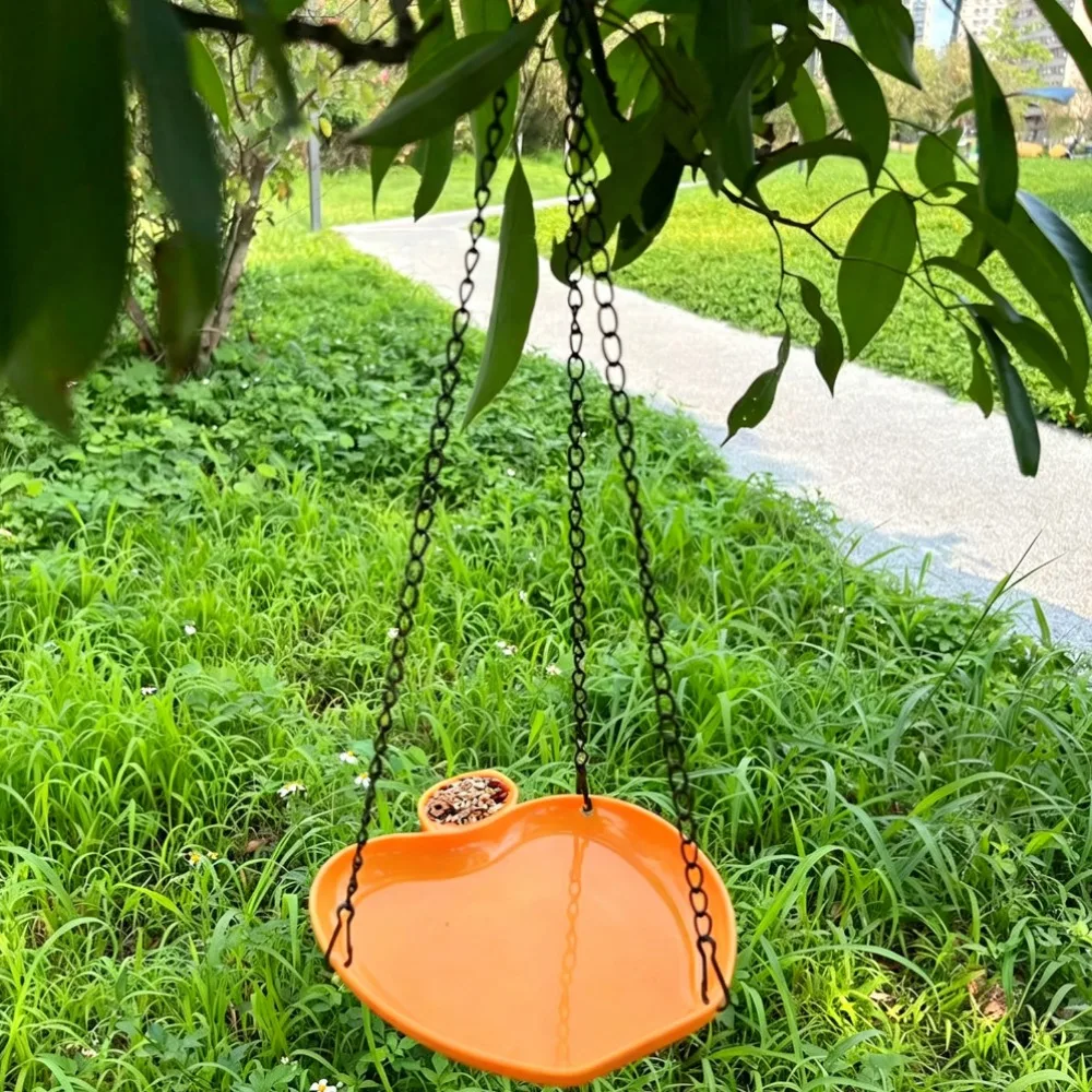 

Plastic Hanging Bird Feeder Large Capacity Adjustable Chain Bird Bath Bowl with Hook Open Bowl-shaped Bird Drinking Tray