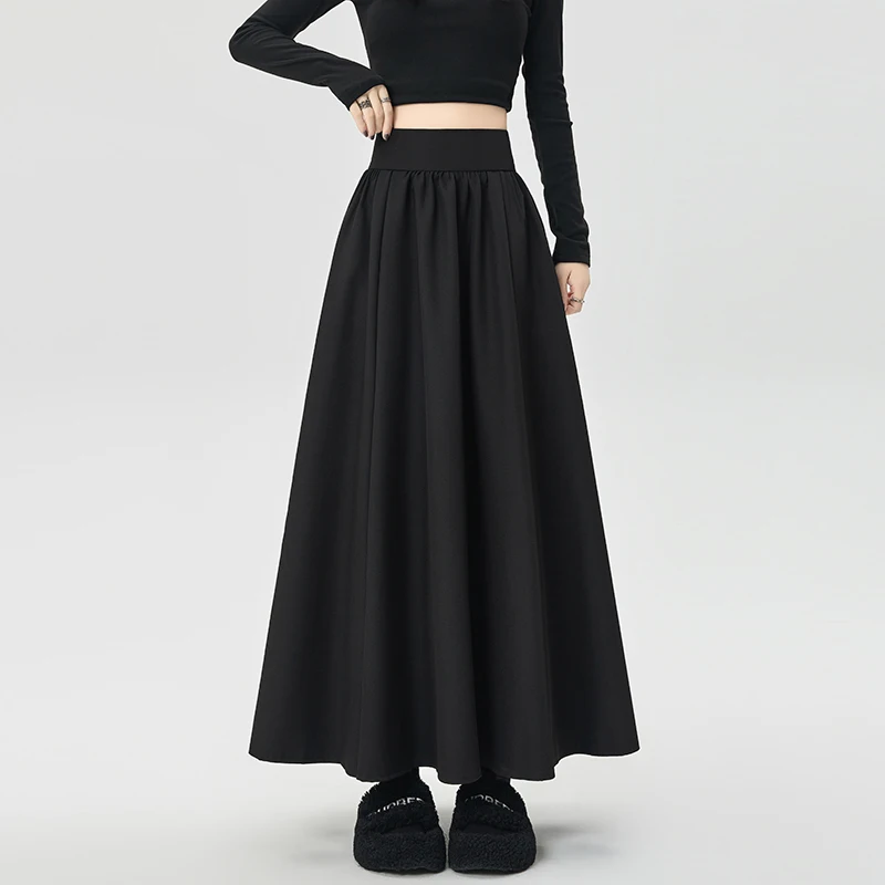 Y2K Skirt Women Korean High Waist Pleated Skirt A Line Umbrella Long Skirt Casual Suit Autumn High Street Fashion