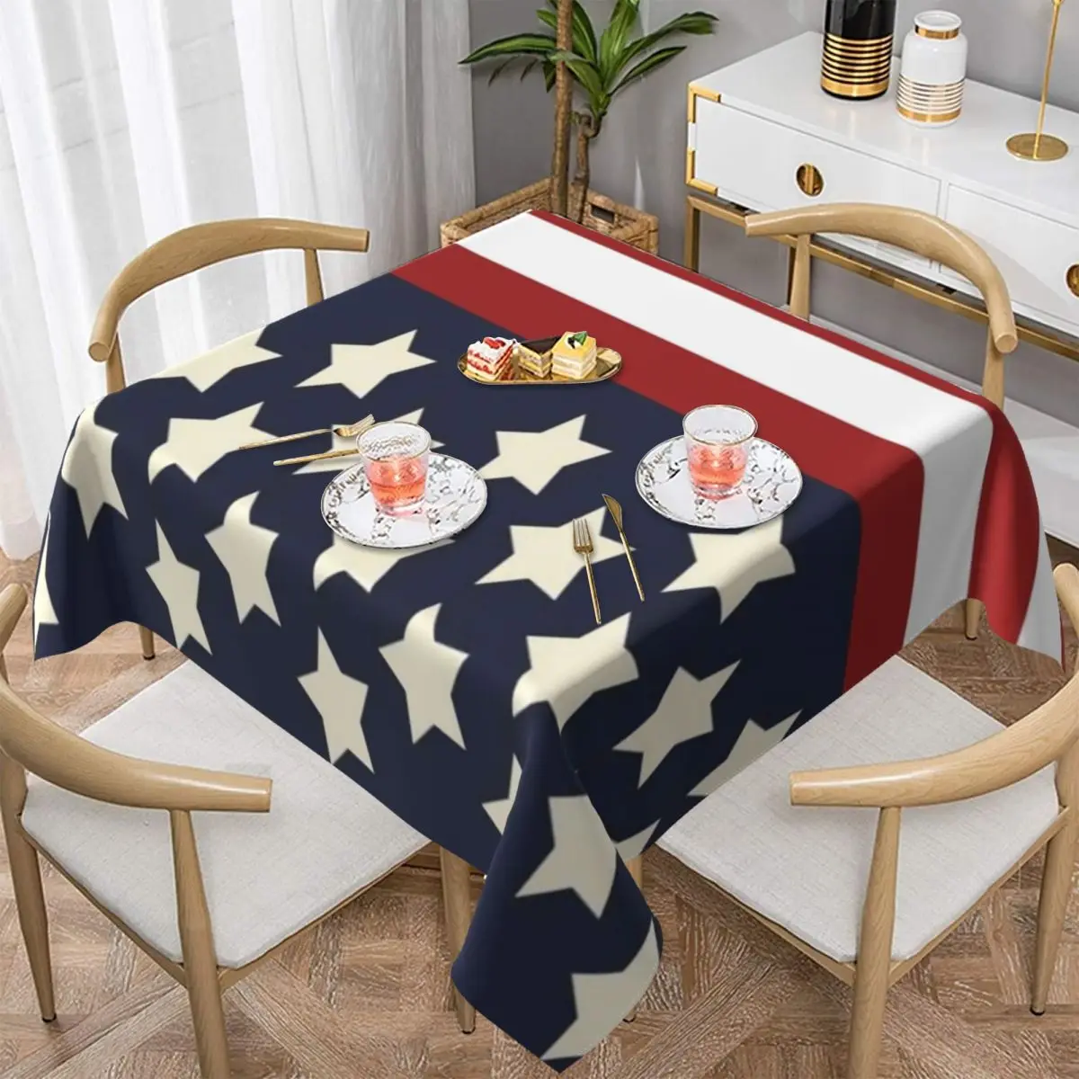 USA American Flag Tablecloth Patriotic Stars And Stripes Print Decoration Table Cover Wedding Wholesale Waterproof Table Cloth